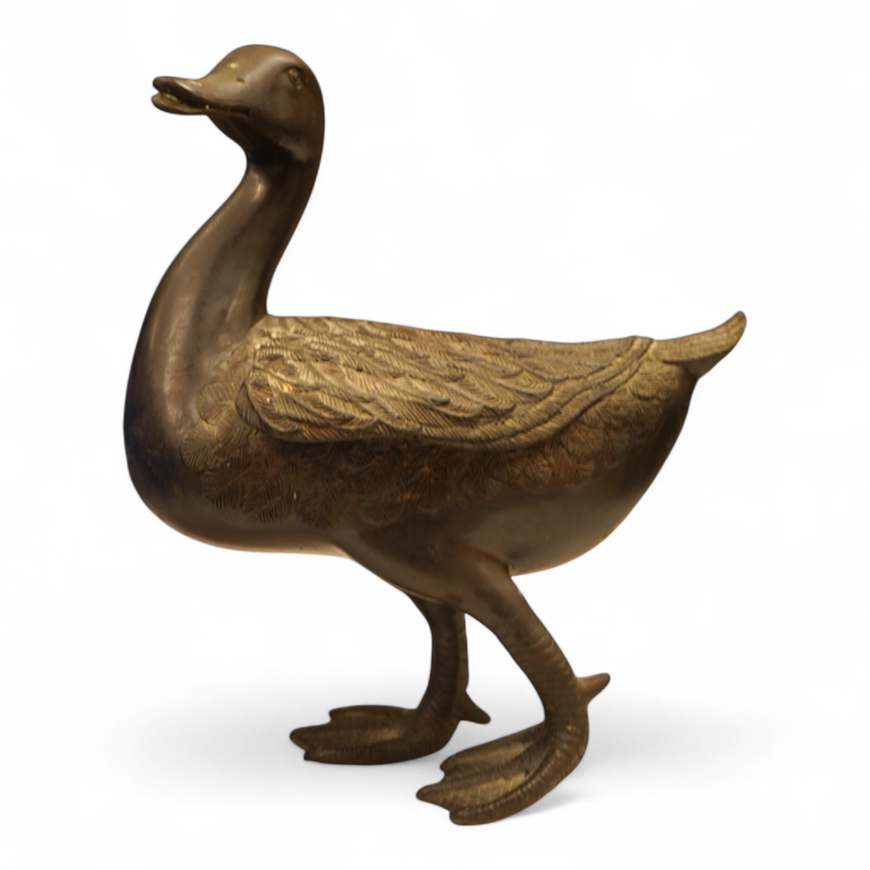 A bronze study of a duck, 30cm high